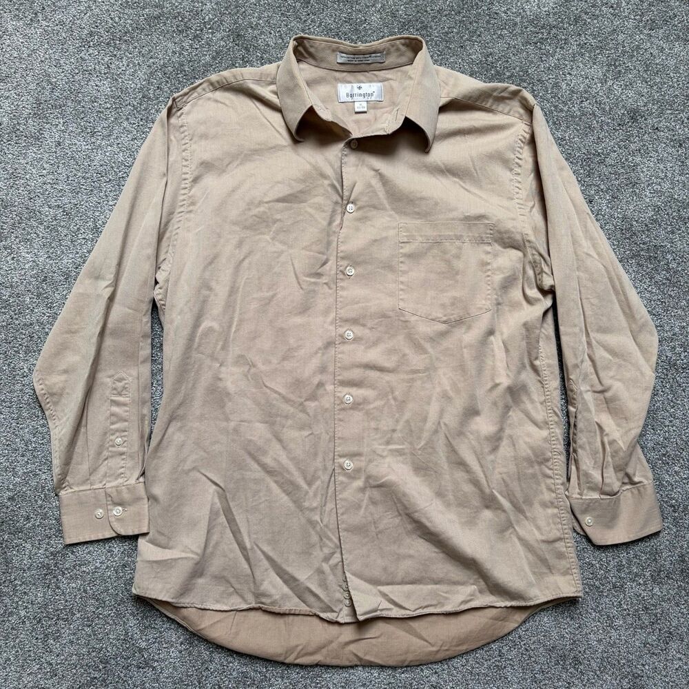 Barrington Mens Dress Shirt Size 16 32/33 Brown Button Down Tan Khaki VINTAGE